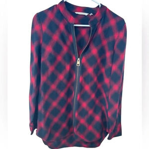 Soft Surroundings‎ Zipper Jacket, 100% Cotton, Plaid Pattern, Size Small, EUC